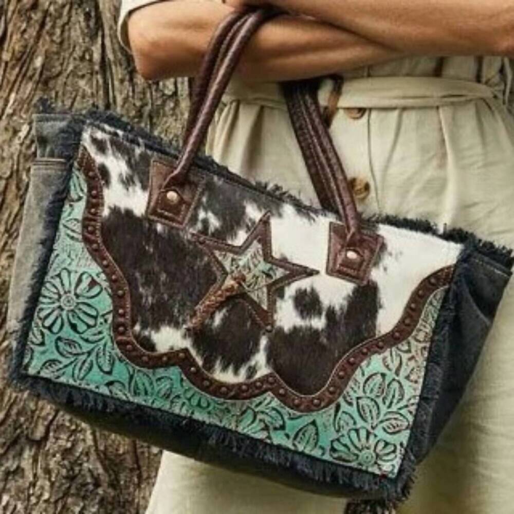 NEW MYRA BAGS articulate canvas & hair-on bag in multicolored